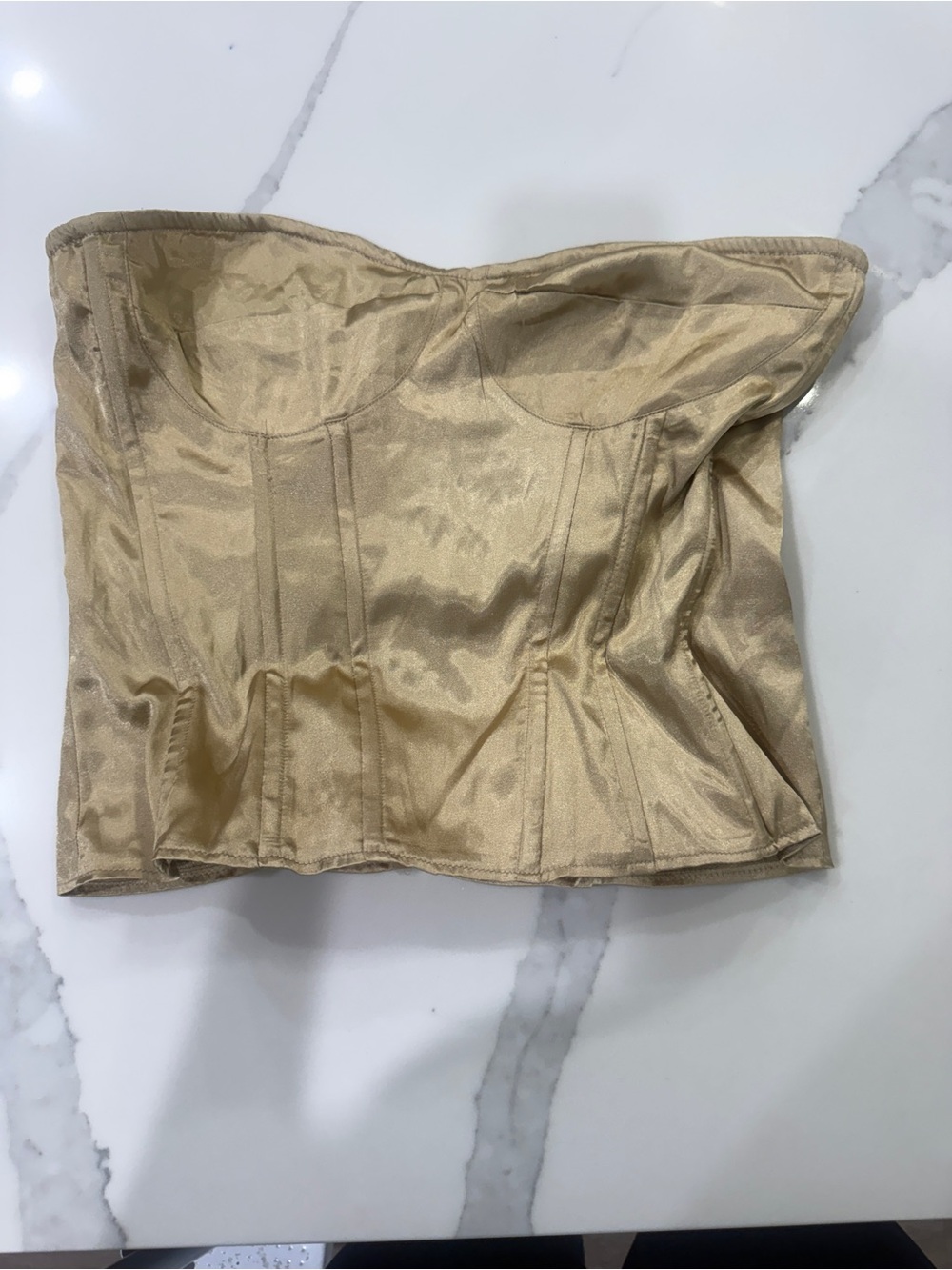 PrettyLittleThing Metallic Gold Satin Corset Top